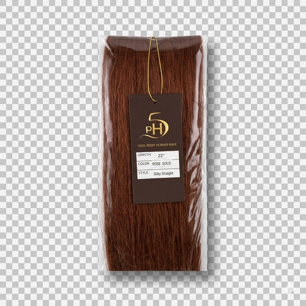 ✨ Extensiones PH5 Silky Straight 22” Color Rose Gold – 100% Remy Human Hair Premium ✨