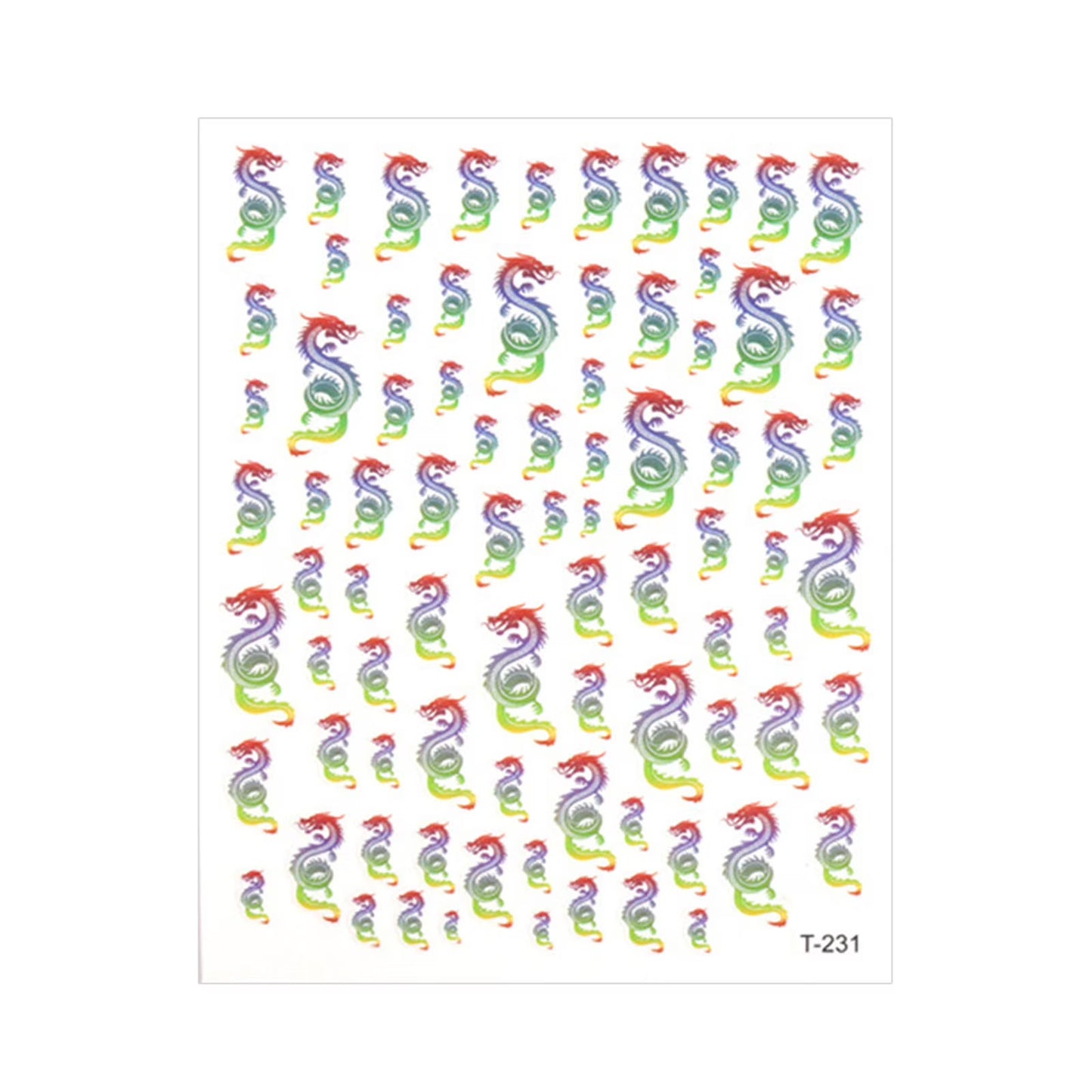 Nail Design Stickers Dragones Multicolor 3D PJ-002