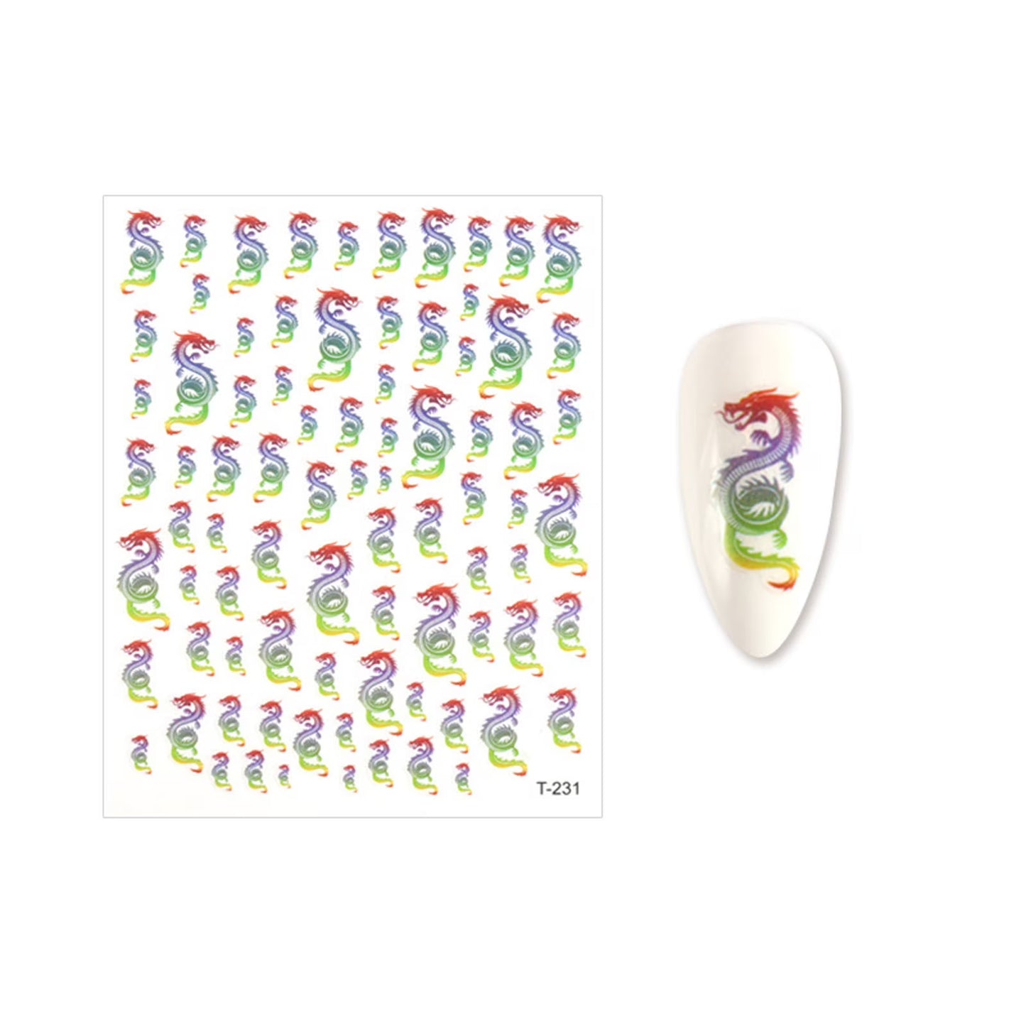 Nail Design Stickers Dragones Multicolor 3D PJ-002