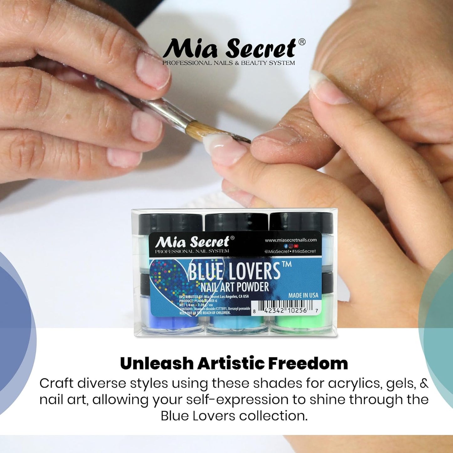 💙 MIA SECRET – BLUE LOVERS™ KIT 6PZ  Acrylic Nail Art Powder Collection | PL400-BL-MIX-6