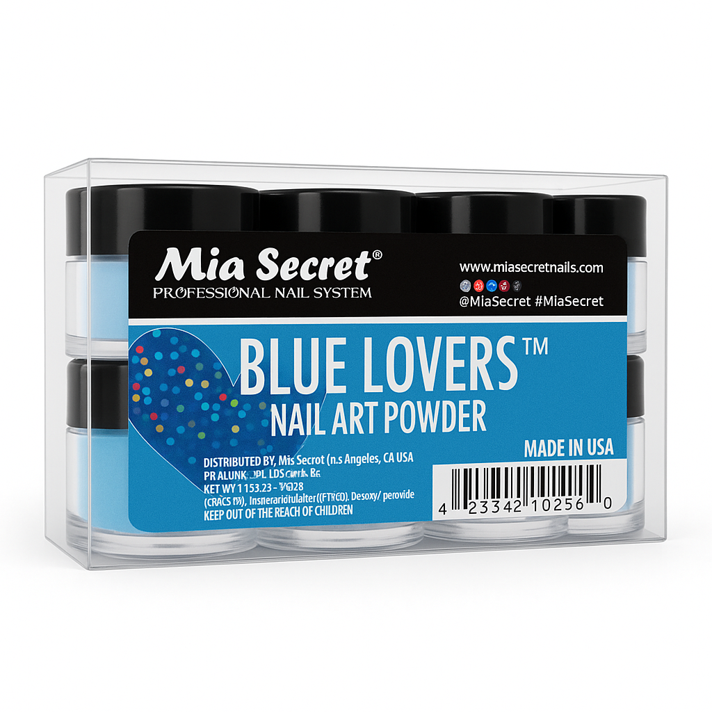 💙 MIA SECRET – BLUE LOVERS™ KIT 6PZ  Acrylic Nail Art Powder Collection | PL400-BL-MIX-6