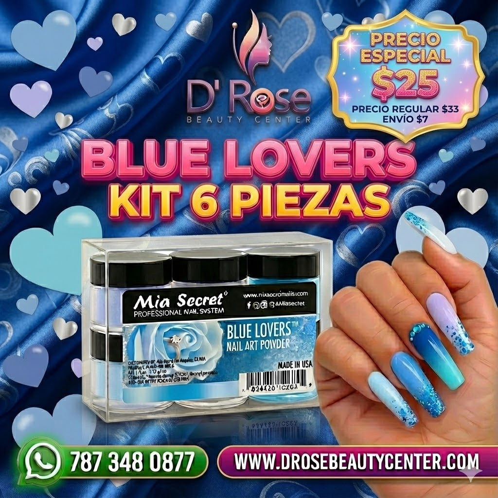 💙 MIA SECRET – BLUE LOVERS™ KIT 6PZ  Acrylic Nail Art Powder Collection | PL400-BL-MIX-6
