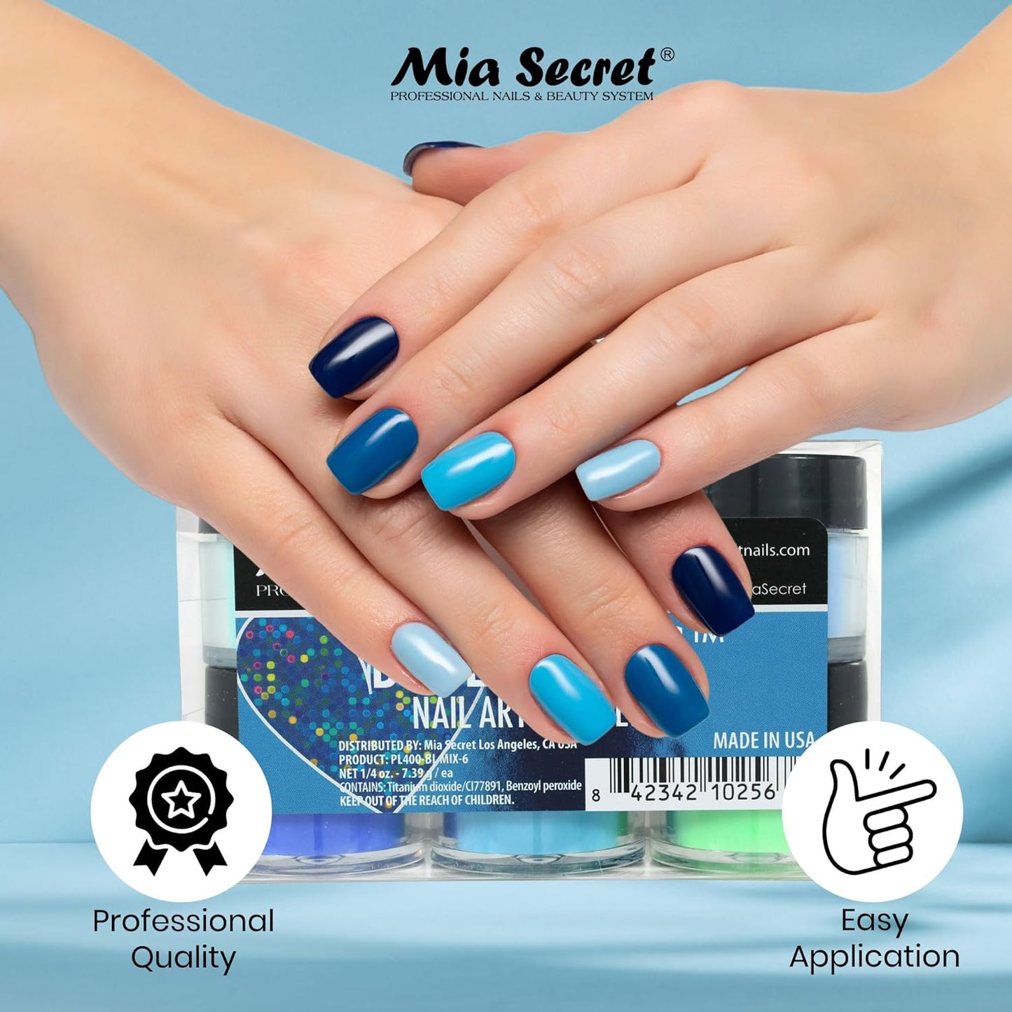💙 MIA SECRET – BLUE LOVERS™ KIT 6PZ  Acrylic Nail Art Powder Collection | PL400-BL-MIX-6