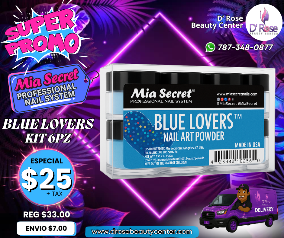 💙 MIA SECRET – BLUE LOVERS™ KIT 6PZ  Acrylic Nail Art Powder Collection | PL400-BL-MIX-6