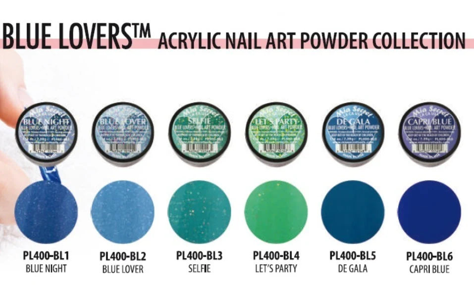 💙 MIA SECRET – BLUE LOVERS™ KIT 6PZ  Acrylic Nail Art Powder Collection | PL400-BL-MIX-6