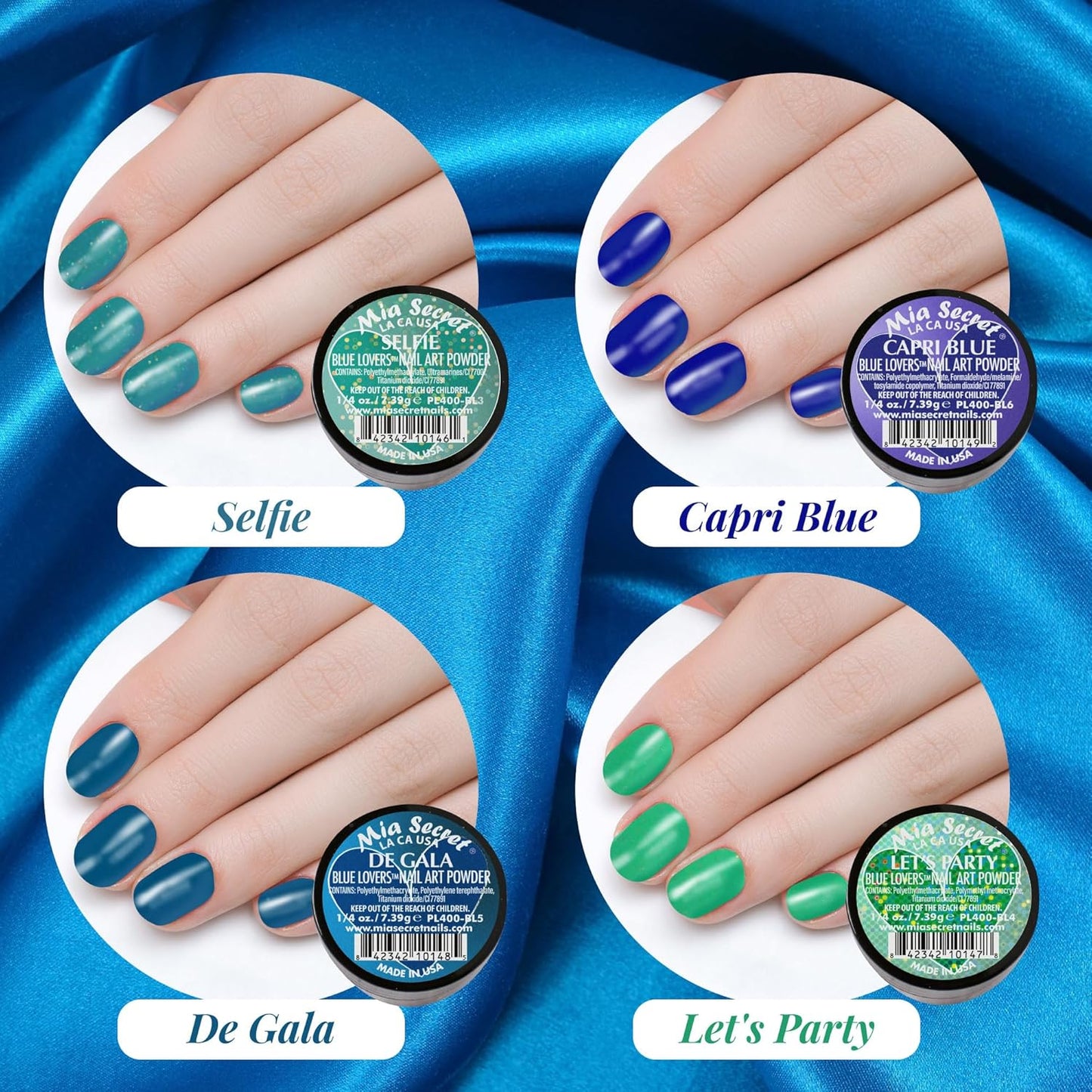 💙 MIA SECRET – BLUE LOVERS™ KIT 6PZ  Acrylic Nail Art Powder Collection | PL400-BL-MIX-6