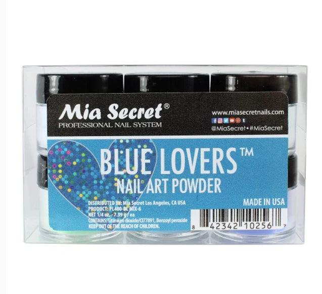 💙 MIA SECRET – BLUE LOVERS™ KIT 6PZ  Acrylic Nail Art Powder Collection | PL400-BL-MIX-6
