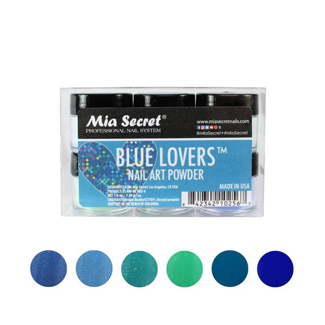 💙 MIA SECRET – BLUE LOVERS™ KIT 6PZ  Acrylic Nail Art Powder Collection | PL400-BL-MIX-6