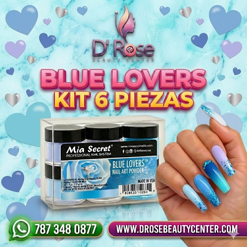 💙 MIA SECRET – BLUE LOVERS™ KIT 6PZ  Acrylic Nail Art Powder Collection | PL400-BL-MIX-6