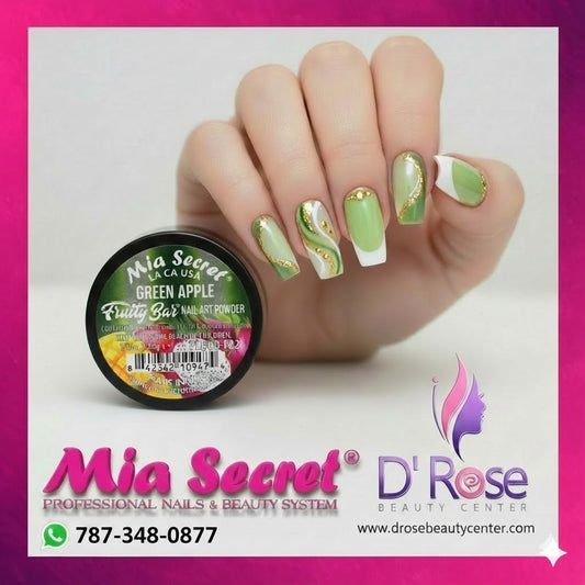 🍏✨ Mia Secret® GREEN APPLE – Acrílico Profesional Fruity Bar Collection | Verde Manzana Vibrante 1/4 oz