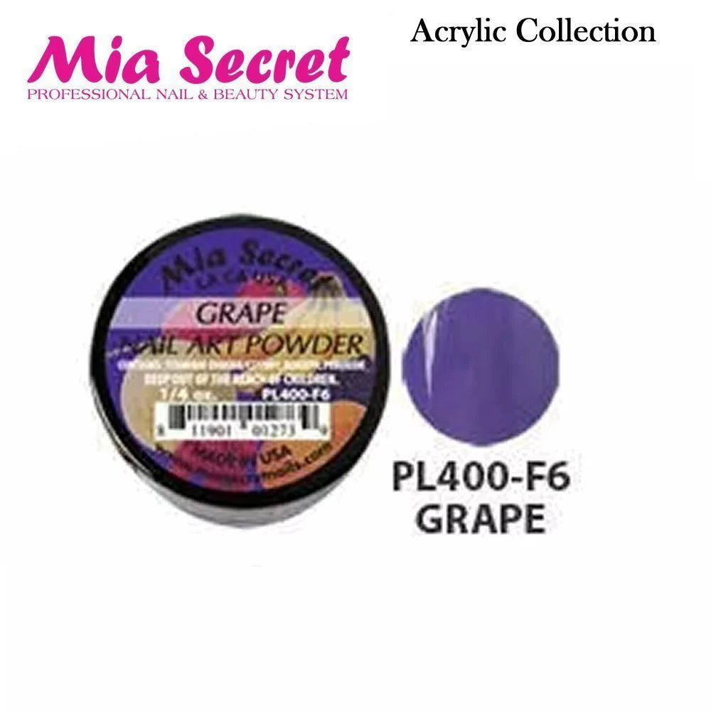 💜 Mia Secret Polvo Acrílico Grape (1/4 oz) | Colección Fruity, Tono Uva Intenso y Vibrante PL400-F6