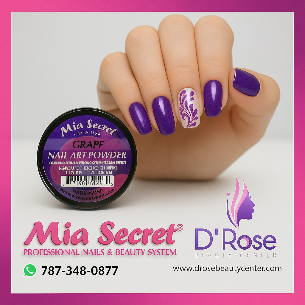 💜 Mia Secret Polvo Acrílico Grape (1/4 oz) | Colección Fruity, Tono Uva Intenso y Vibrante PL400-F6