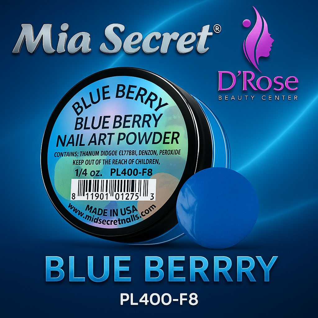 💧 Mia Secret Polvo Acrílico Blue Berry (1/4 oz) | Colección Fruity, Tono Azul Profundo PL400-F8