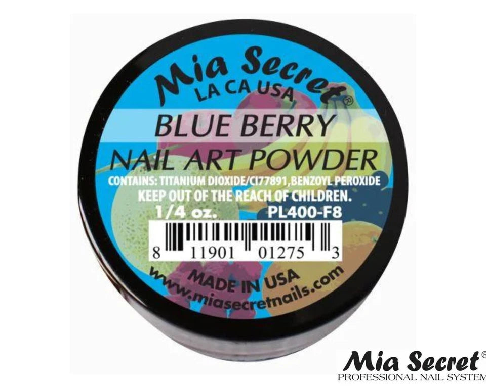 💧 Mia Secret Polvo Acrílico Blue Berry (1/4 oz) | Colección Fruity, Tono Azul Profundo PL400-F8