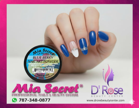 💧 Mia Secret Polvo Acrílico Blue Berry (1/4 oz) | Colección Fruity, Tono Azul Profundo PL400-F8