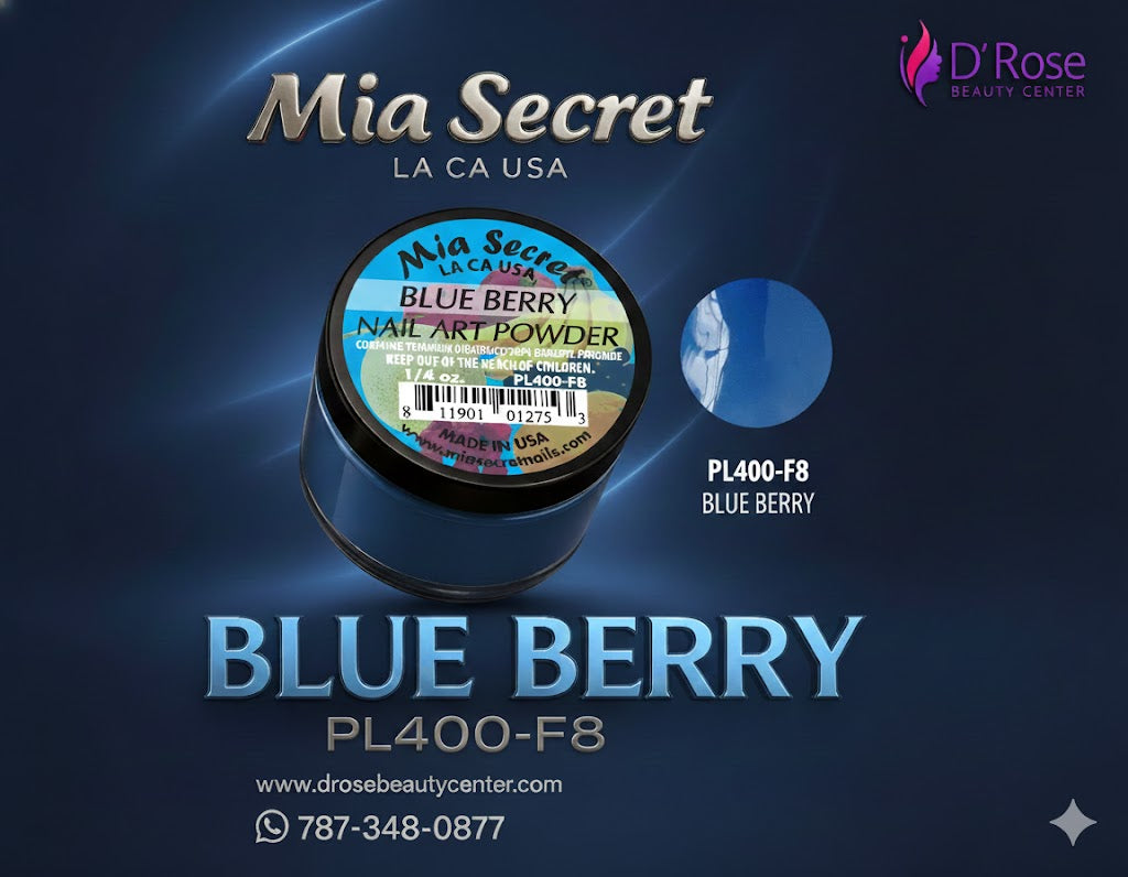💧 Mia Secret Polvo Acrílico Blue Berry (1/4 oz) | Colección Fruity, Tono Azul Profundo PL400-F8