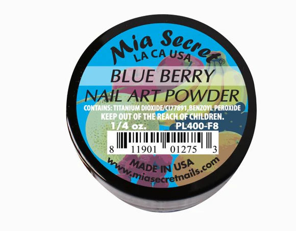 💧 Mia Secret Polvo Acrílico Blue Berry (1/4 oz) | Colección Fruity, Tono Azul Profundo PL400-F8