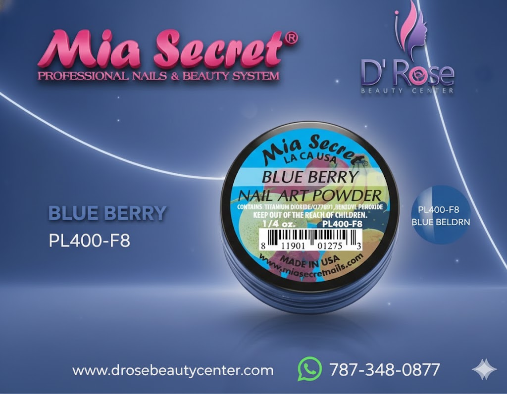 💧 Mia Secret Polvo Acrílico Blue Berry (1/4 oz) | Colección Fruity, Tono Azul Profundo PL400-F8