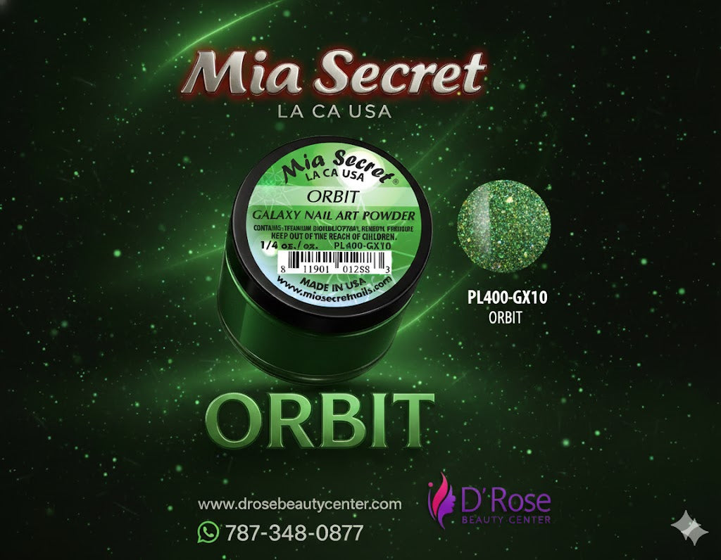 🪐 Mia Secret Polvo Acrílico ORBIT (1/4 oz) | Colección Galaxy, Glitter Esmeralda Dinámico PL400-GX10