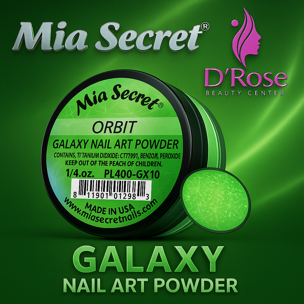 🪐 Mia Secret Polvo Acrílico ORBIT (1/4 oz) | Colección Galaxy, Glitter Esmeralda Dinámico PL400-GX10