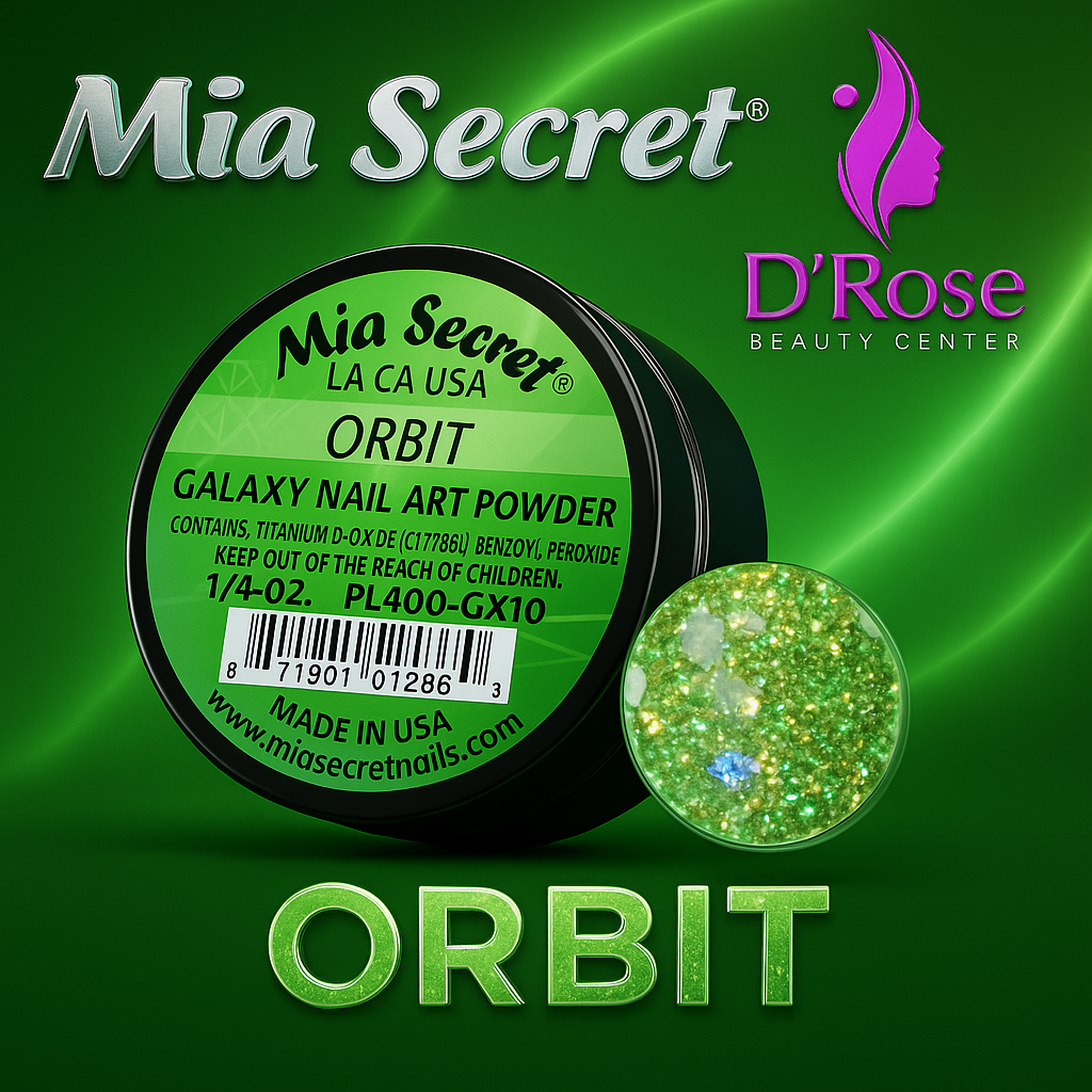🪐 Mia Secret Polvo Acrílico ORBIT (1/4 oz) | Colección Galaxy, Glitter Esmeralda Dinámico PL400-GX10
