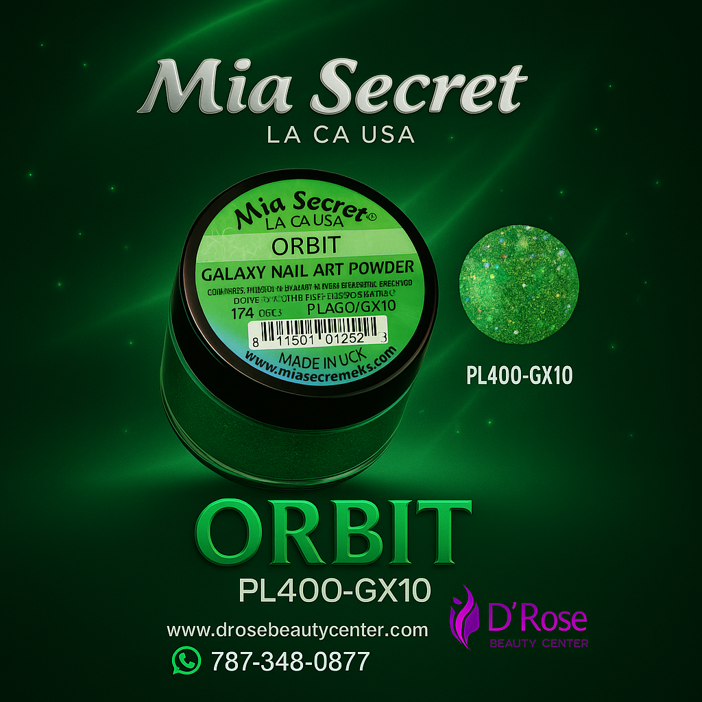 🪐 Mia Secret Polvo Acrílico ORBIT (1/4 oz) | Colección Galaxy, Glitter Esmeralda Dinámico PL400-GX10