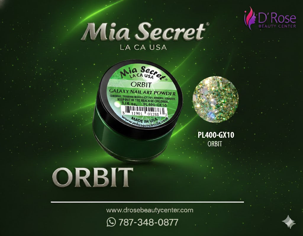 🪐 Mia Secret Polvo Acrílico ORBIT (1/4 oz) | Colección Galaxy, Glitter Esmeralda Dinámico PL400-GX10