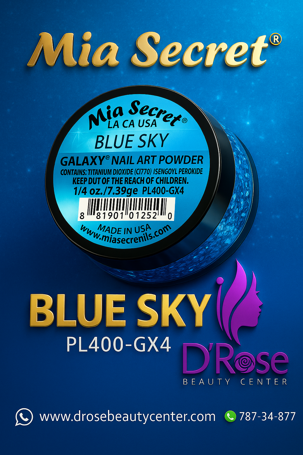 🌌 Galaxy Nail Art Powder BLUE SKY — PL400-GX4 (1/4 oz)