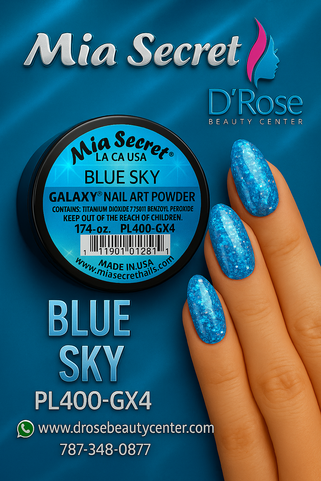 🌌 Galaxy Nail Art Powder BLUE SKY — PL400-GX4 (1/4 oz)