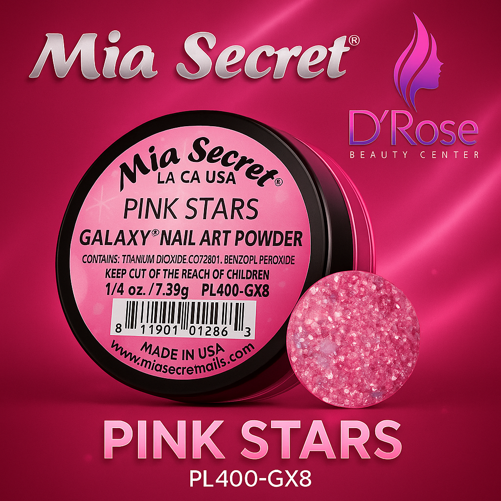 💖✨ MIA SECRET – GALAXY COLLECTION “PINK STARS” ✨💖 🌌 Acrylic Nail Art Powder PL400-GX8 | 1/4 oz