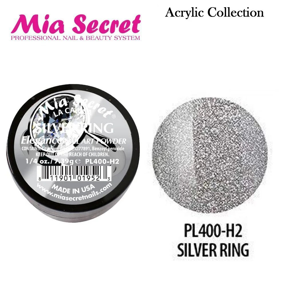 ✨💍 Mia Secret® SILVER RING – Elegance Collection | Acrílico Profesional Plata Metálico 1/4 oz (PL400-H2)