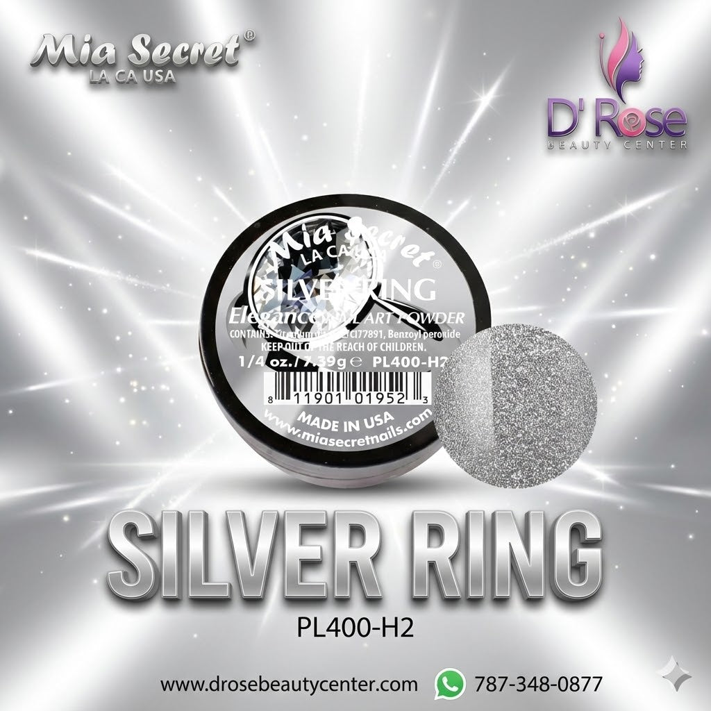 ✨💍 Mia Secret® SILVER RING – Elegance Collection | Acrílico Profesional Plata Metálico 1/4 oz (PL400-H2)