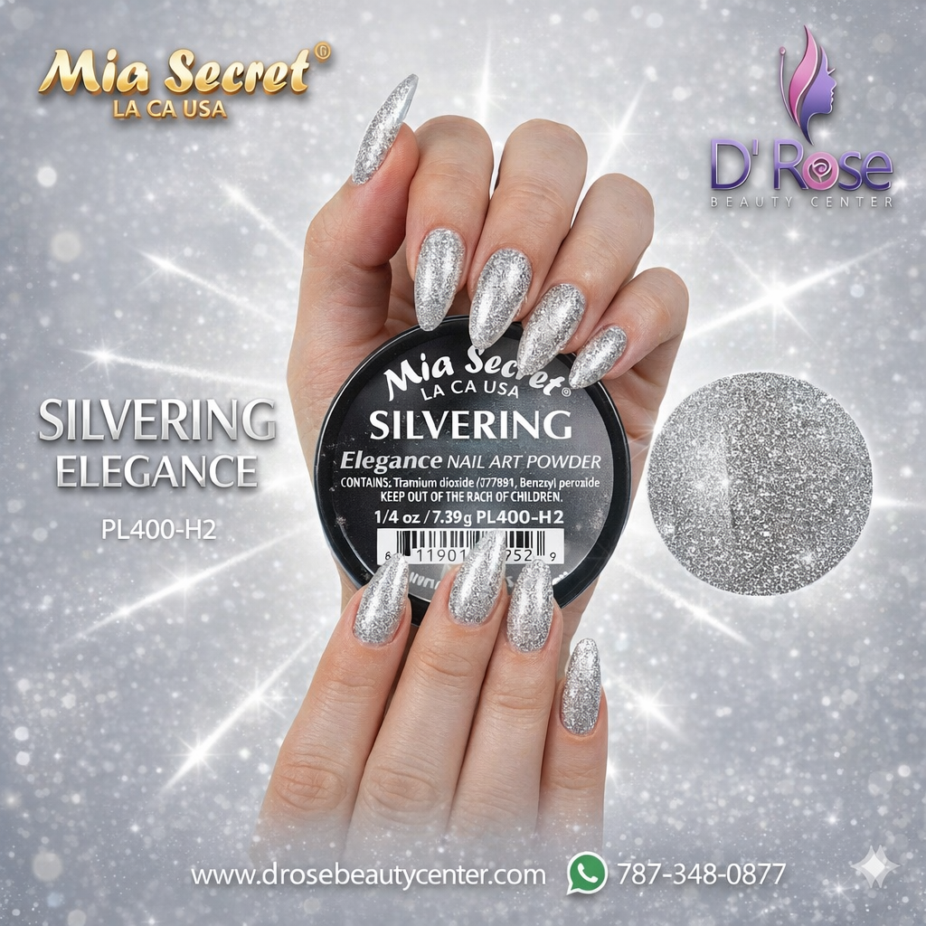 ✨💍 Mia Secret® SILVER RING – Elegance Collection | Acrílico Profesional Plata Metálico 1/4 oz (PL400-H2)