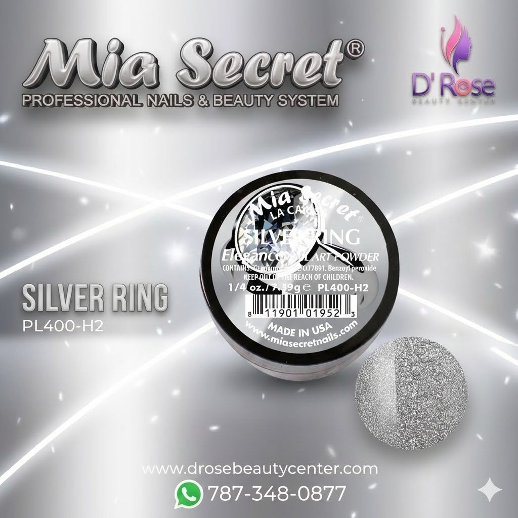 ✨💍 Mia Secret® SILVER RING – Elegance Collection | Acrílico Profesional Plata Metálico 1/4 oz (PL400-H2)