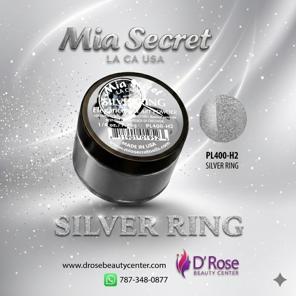 ✨💍 Mia Secret® SILVER RING – Elegance Collection | Acrílico Profesional Plata Metálico 1/4 oz (PL400-H2)
