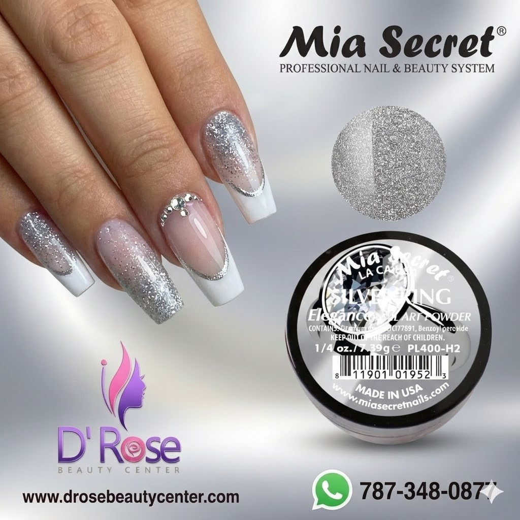 ✨💍 Mia Secret® SILVER RING – Elegance Collection | Acrílico Profesional Plata Metálico 1/4 oz (PL400-H2)