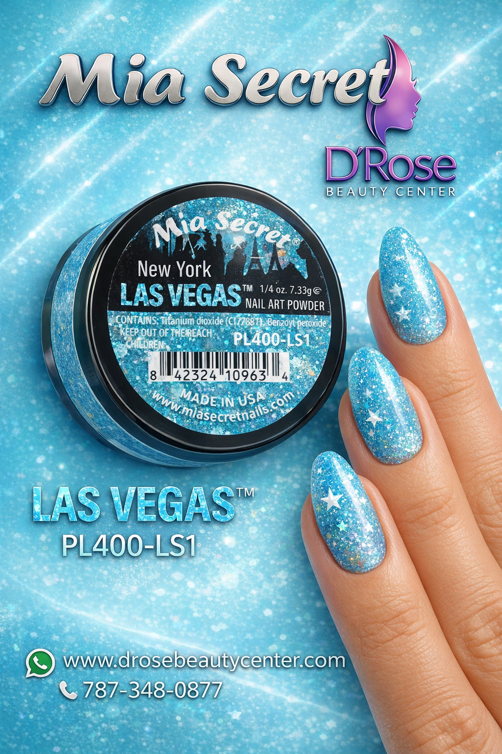 💎✨ NEW YORK – LAS VEGAS® Collection Acrílico Glitter Profesional 1/4 oz | PL400-LS1 ✨💎