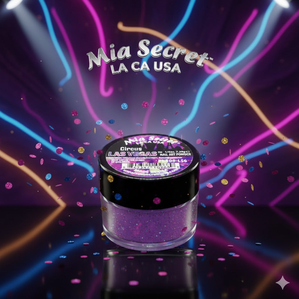 💜 Mia Secret Polvo Acrílico CIRCUS (1/4 oz) | Colección Las Vegas, Glitter y Color de Alto Impacto PL400-LS6