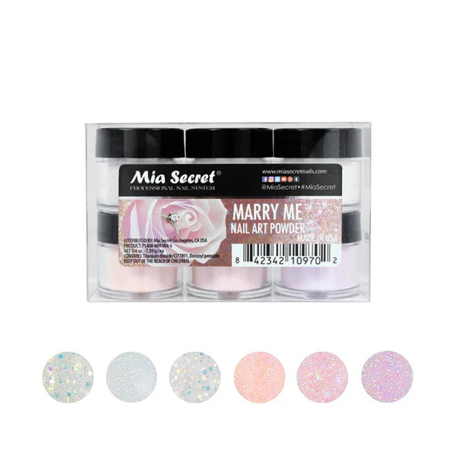 💍✨ Mia Secret Marry Me™ Kit 6PZ  Colección Acrílica Bridal – PL400-MM-MIX-6 | 6 × 1/4 oz