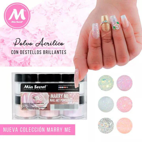 💍✨ Mia Secret Marry Me™ Kit 6PZ  Colección Acrílica Bridal – PL400-MM-MIX-6 | 6 × 1/4 oz