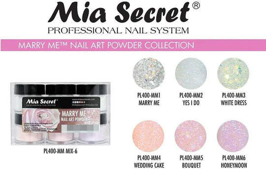 💍✨ Mia Secret Marry Me™ Kit 6PZ  Colección Acrílica Bridal – PL400-MM-MIX-6 | 6 × 1/4 oz