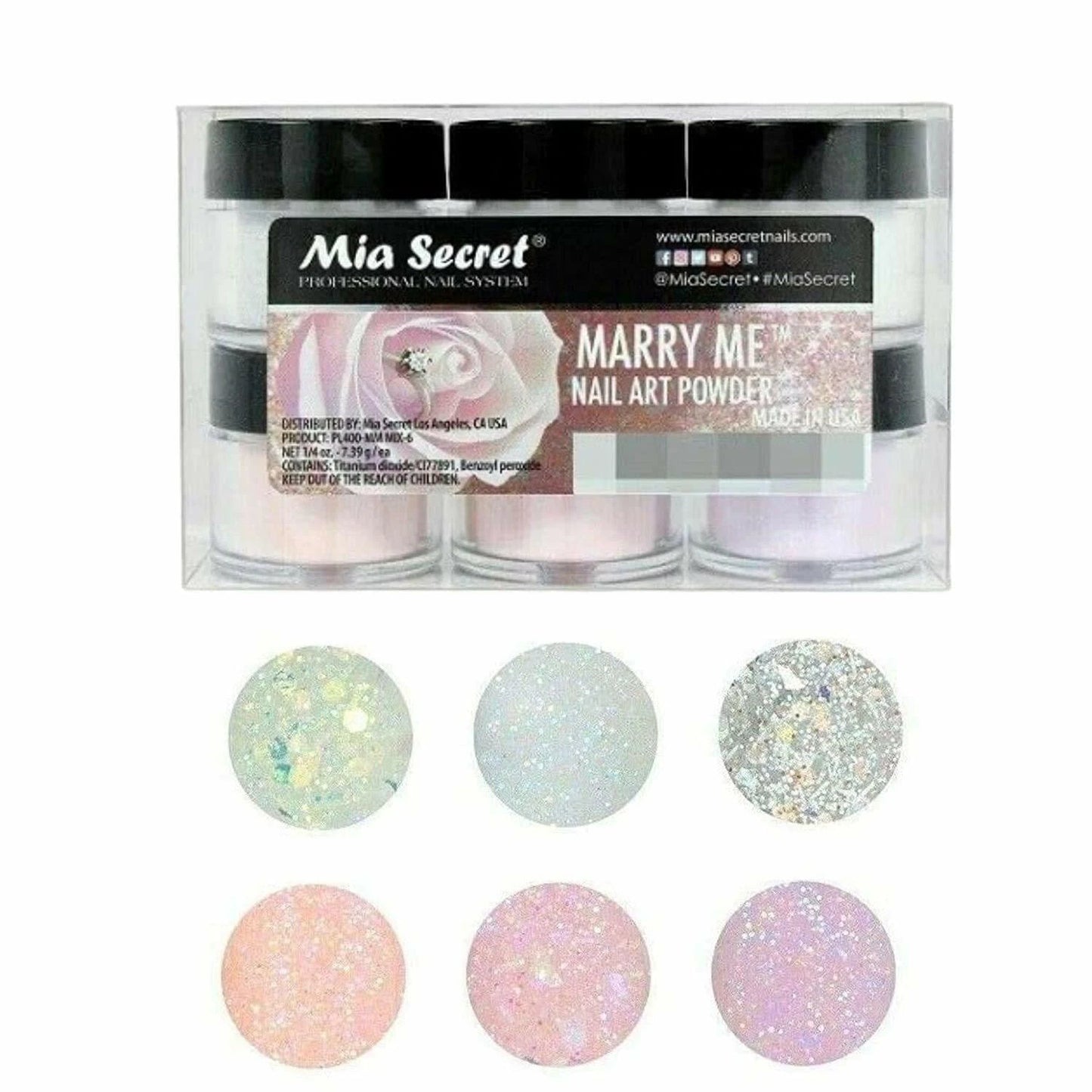 💍✨ Mia Secret Marry Me™ Kit 6PZ  Colección Acrílica Bridal – PL400-MM-MIX-6 | 6 × 1/4 oz