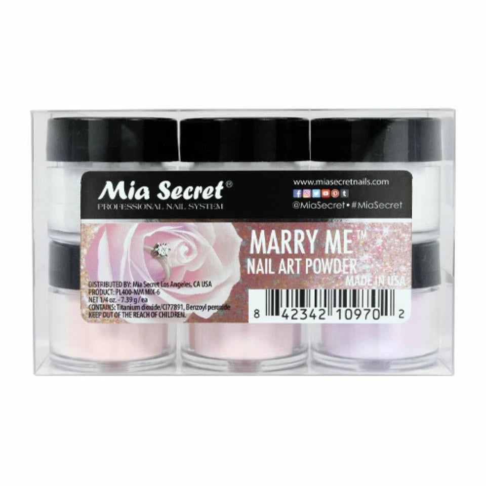💍✨ Mia Secret Marry Me™ Kit 6PZ  Colección Acrílica Bridal – PL400-MM-MIX-6 | 6 × 1/4 oz