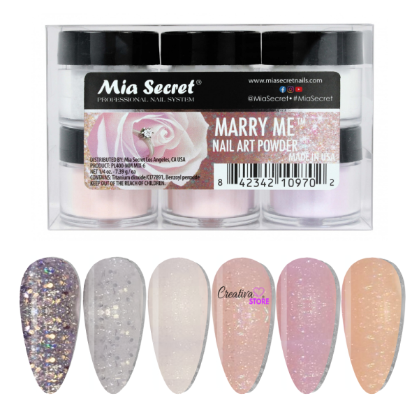 💍✨ Mia Secret Marry Me™ Kit 6PZ  Colección Acrílica Bridal – PL400-MM-MIX-6 | 6 × 1/4 oz