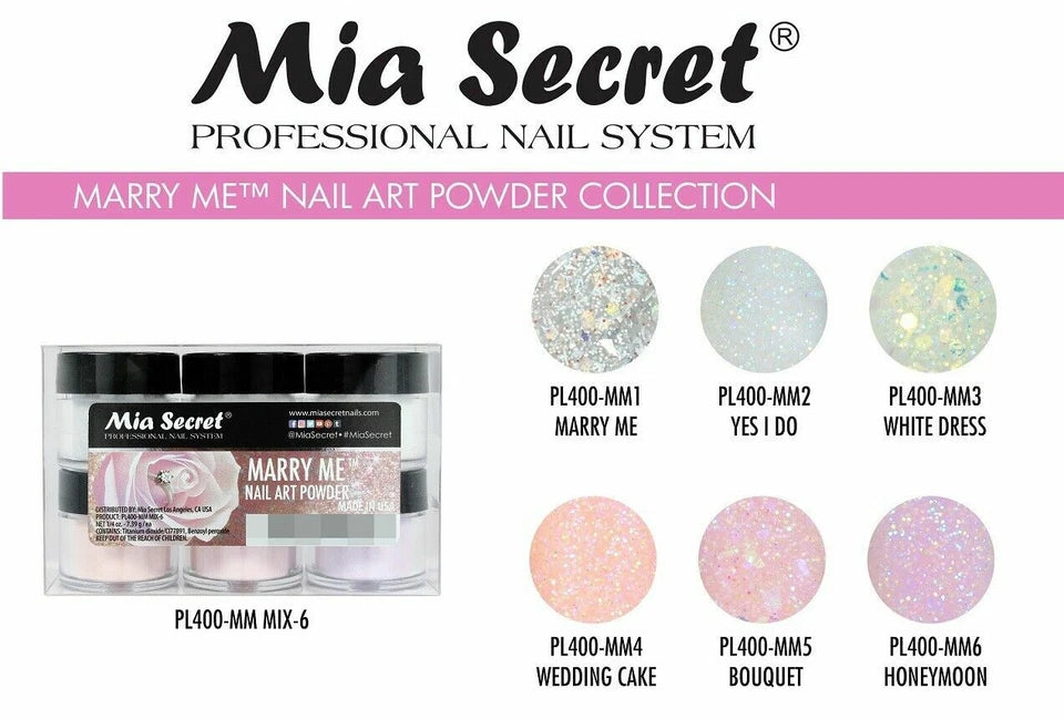 💍✨ Mia Secret Marry Me™ Kit 6PZ  Colección Acrílica Bridal – PL400-MM-MIX-6 | 6 × 1/4 oz