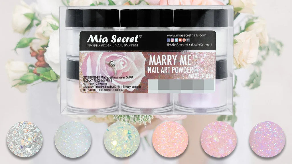 💍✨ Mia Secret Marry Me™ Kit 6PZ  Colección Acrílica Bridal – PL400-MM-MIX-6 | 6 × 1/4 oz