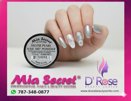 💎 Mia Secret Polvo Acrílico Silver Pearl (1/4 oz) | Colección Pearl, Acabado Plateado Nacarado PL400-PR11