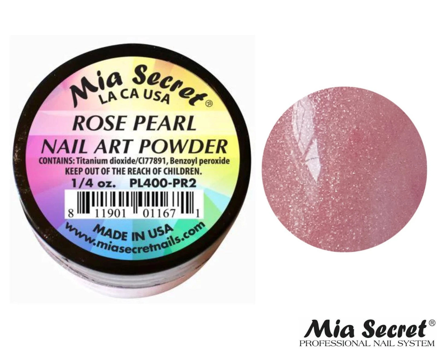 💎 Mia Secret Polvo Acrílico Rose Pearl (1/4 oz) | Colección Pearl, Acabado Rosado Nacarado PL400-PR2