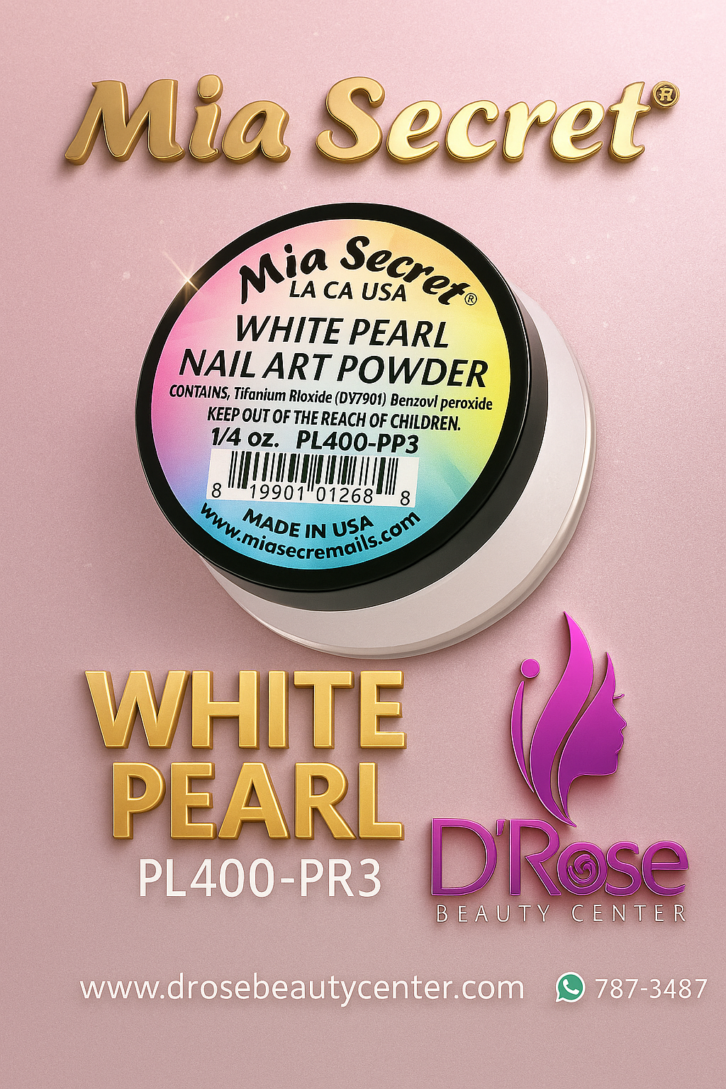 💎✨ MIA SECRET – WHITE PEARL PL400-PR3 Elegancia Perla Profesional para Nail Art de Lujo ✨💎