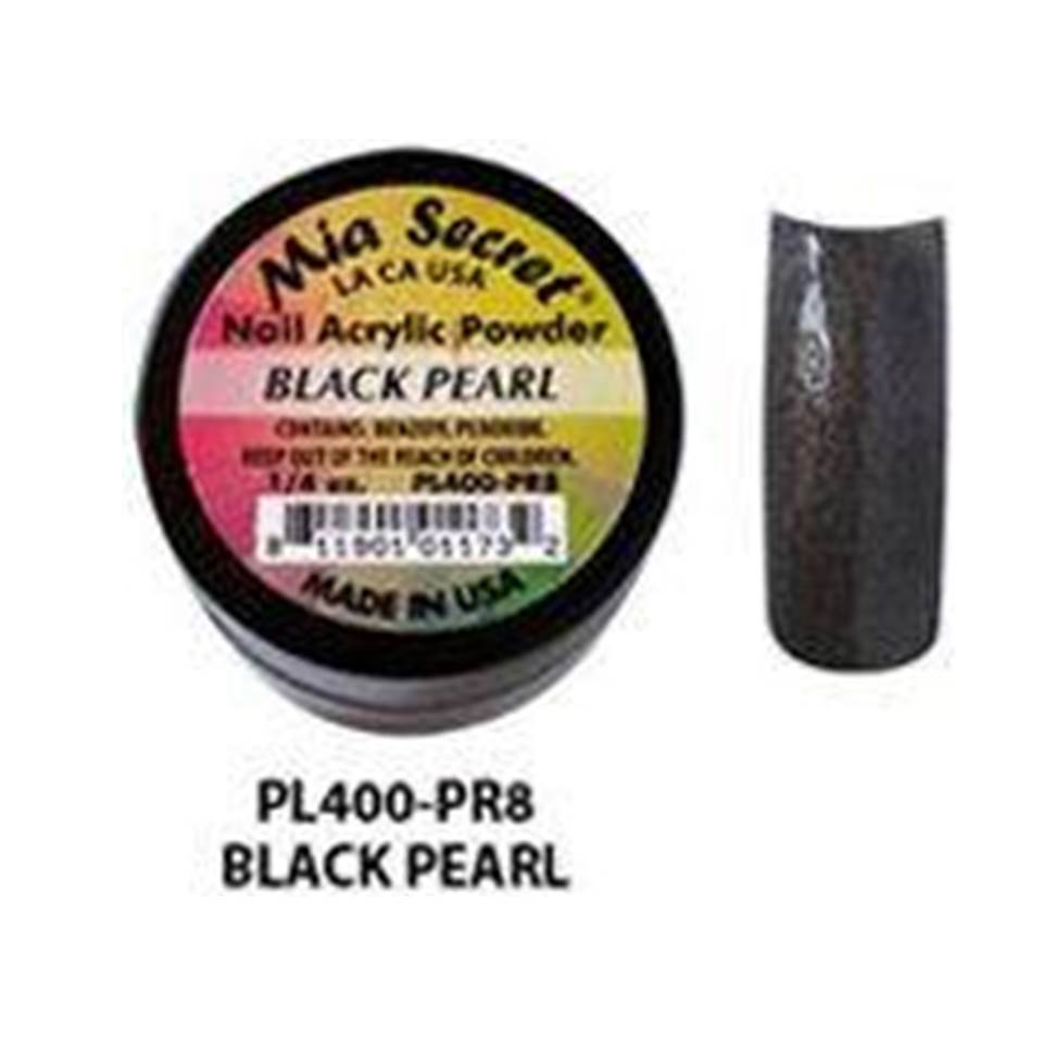 💎 Mia Secret Polvo Acrílico Black Pearl (1/4 oz) | Colección Pearl, Acabado Negro Perlado PL400-PR8